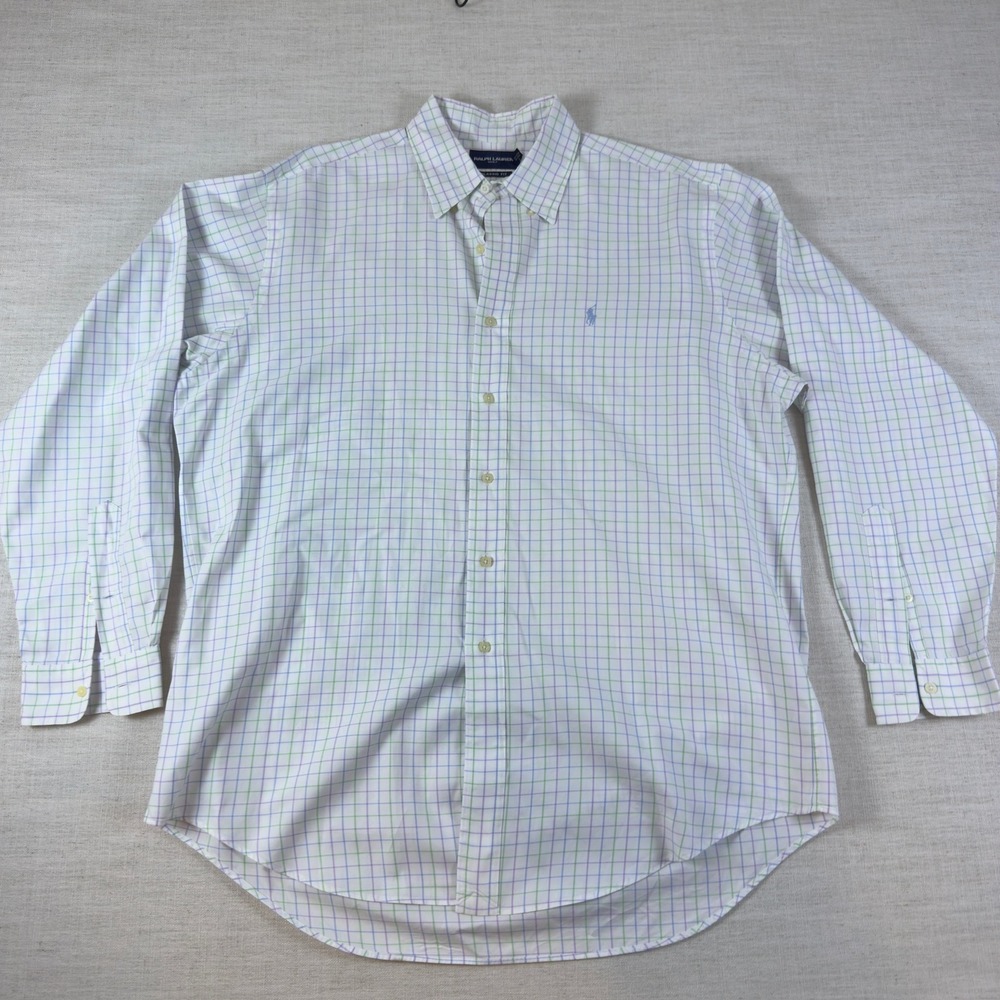 Ralph Lauren Golf Mens Classic Fit Button Down Shirt Purple Green Check XL